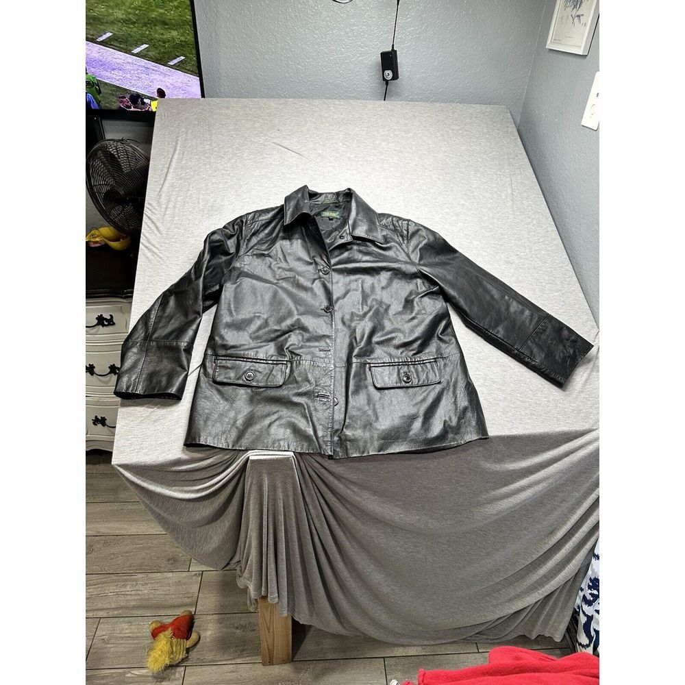 VTG Harve Bernard Black Leather Jacket Size 2XL‎
